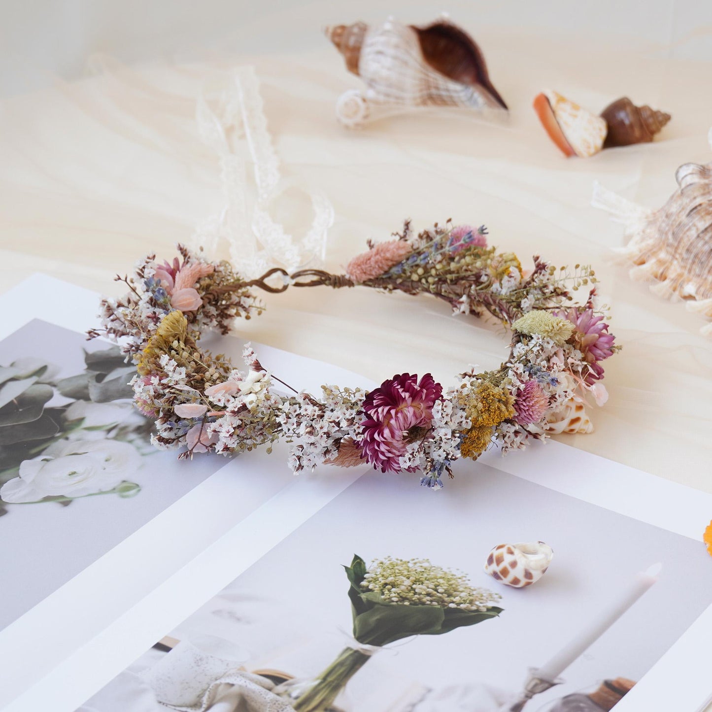 Dried Flower Crown for Bridal, Wedding