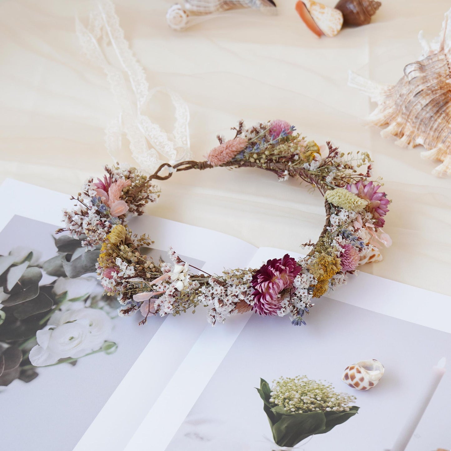 Dried Flower Crown for Bridal, Wedding