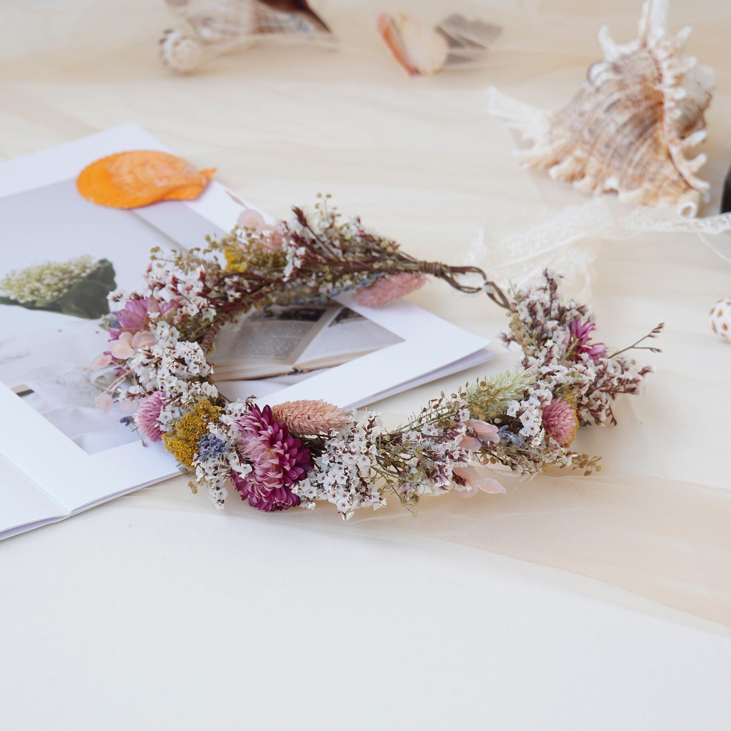 Dried Flower Crown for Bridal, Wedding