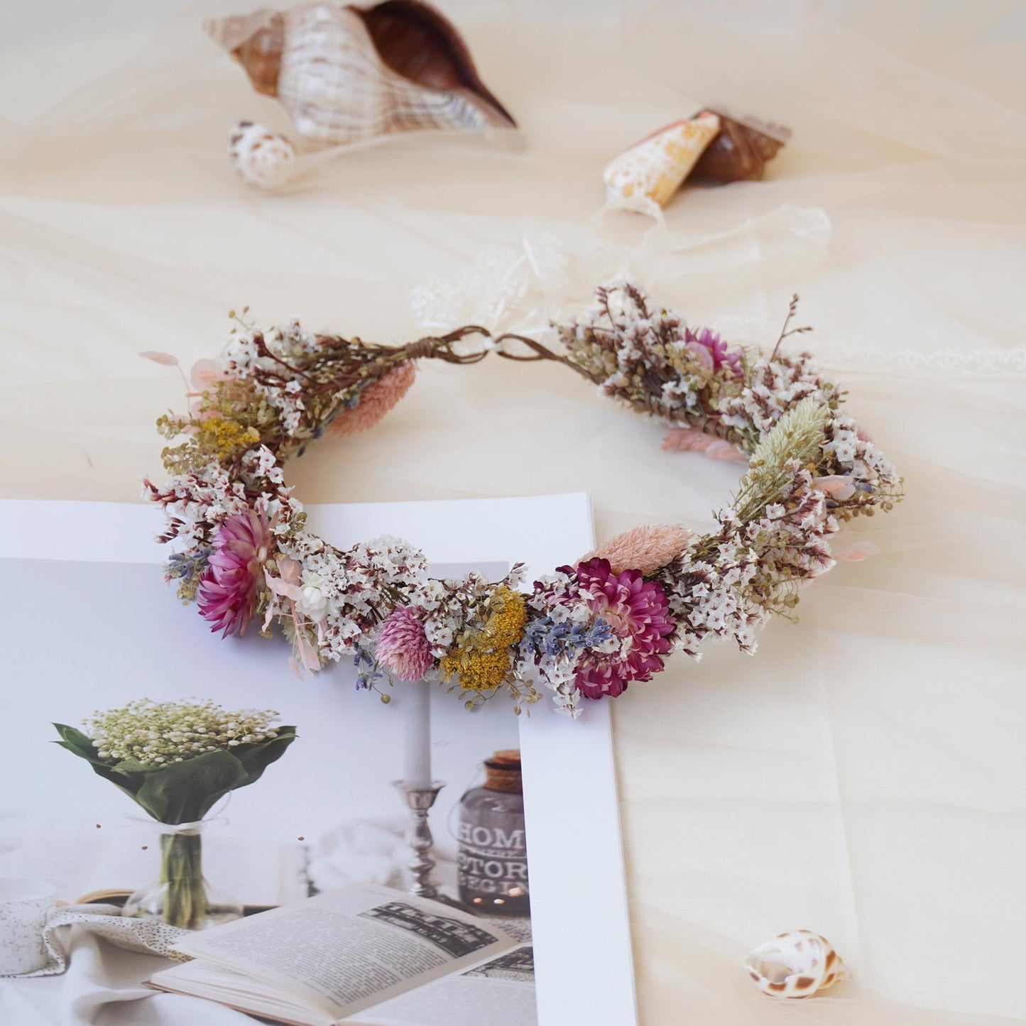 Dried Flower Crown for Bridal, Wedding