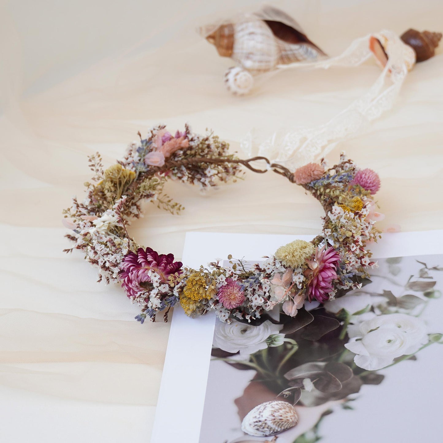 Dried Flower Crown for Bridal, Wedding