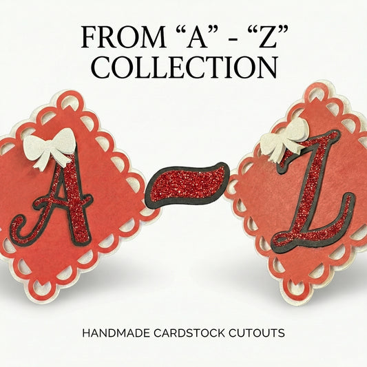 Red, White & Black Glitter Cardstock Letter Cutouts (A-Z) | With Bow