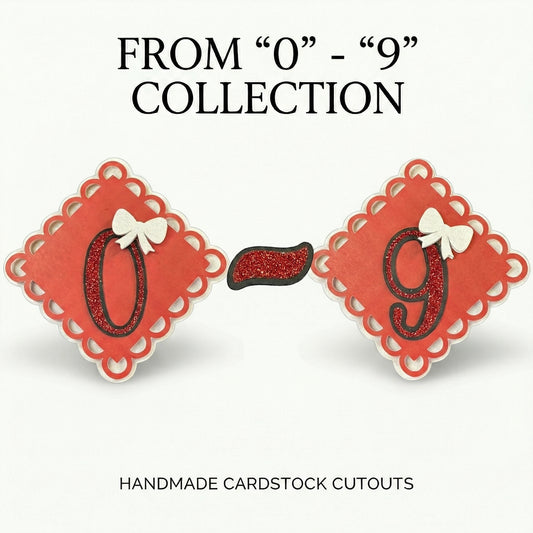 Red, White & Black Glitter Cardstock Number Cutouts (0-9) | With Bow