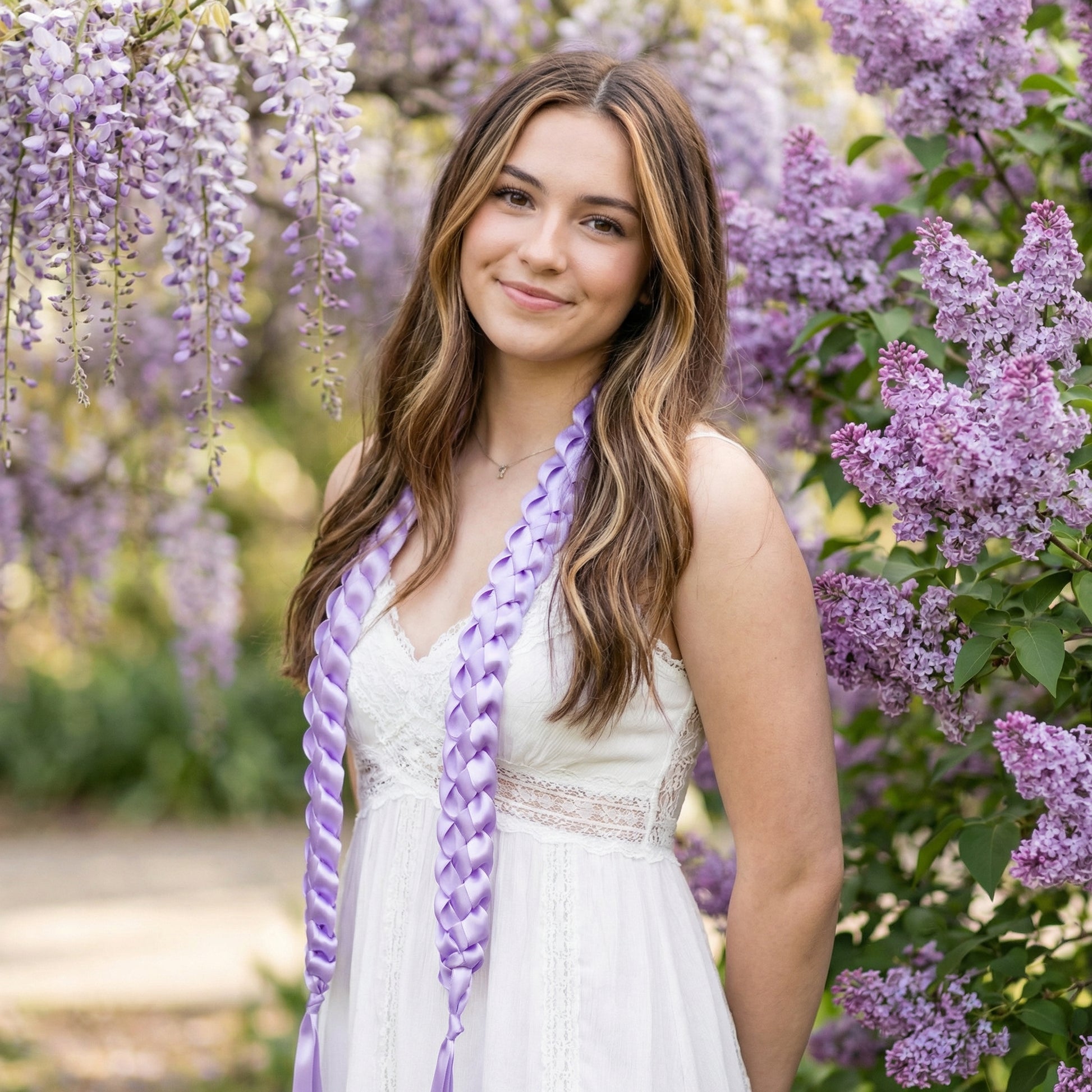 Solid Lavender Graduation Lei | Light Purple Sash