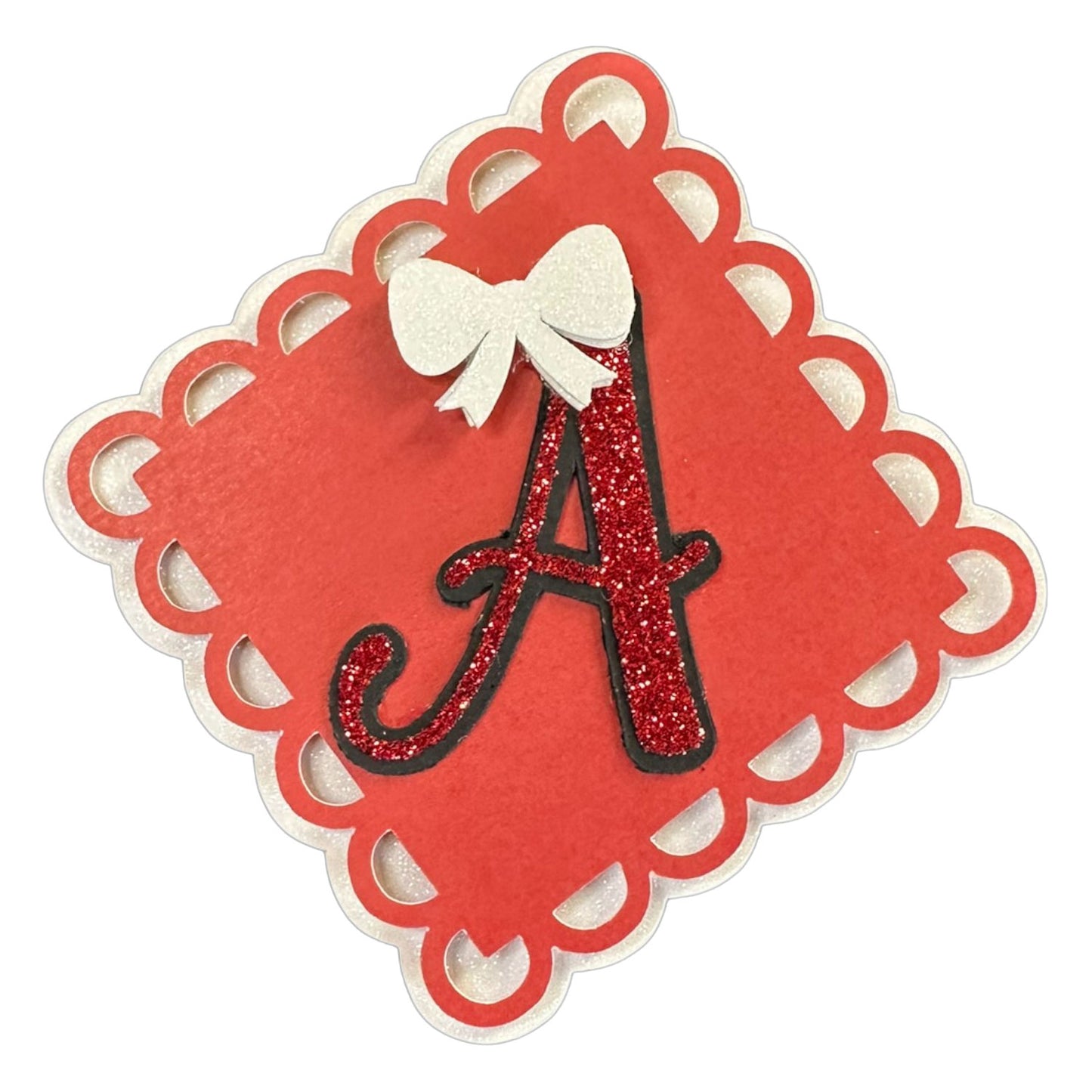 Red, White & Black Glitter Cardstock Letter Cutouts (A-Z) | With Bow