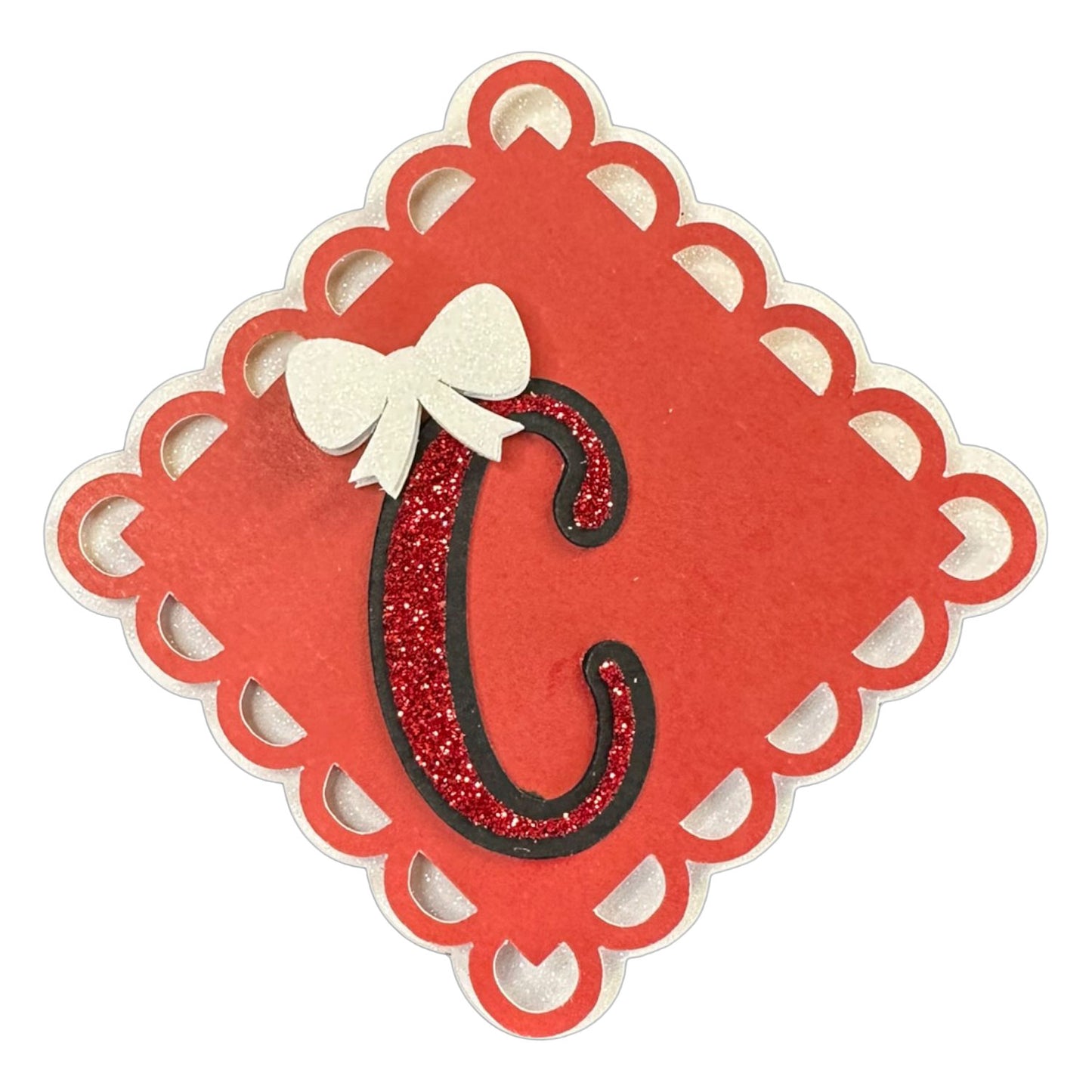 Red, White & Black Glitter Cardstock Letter Cutouts (A-Z) | With Bow
