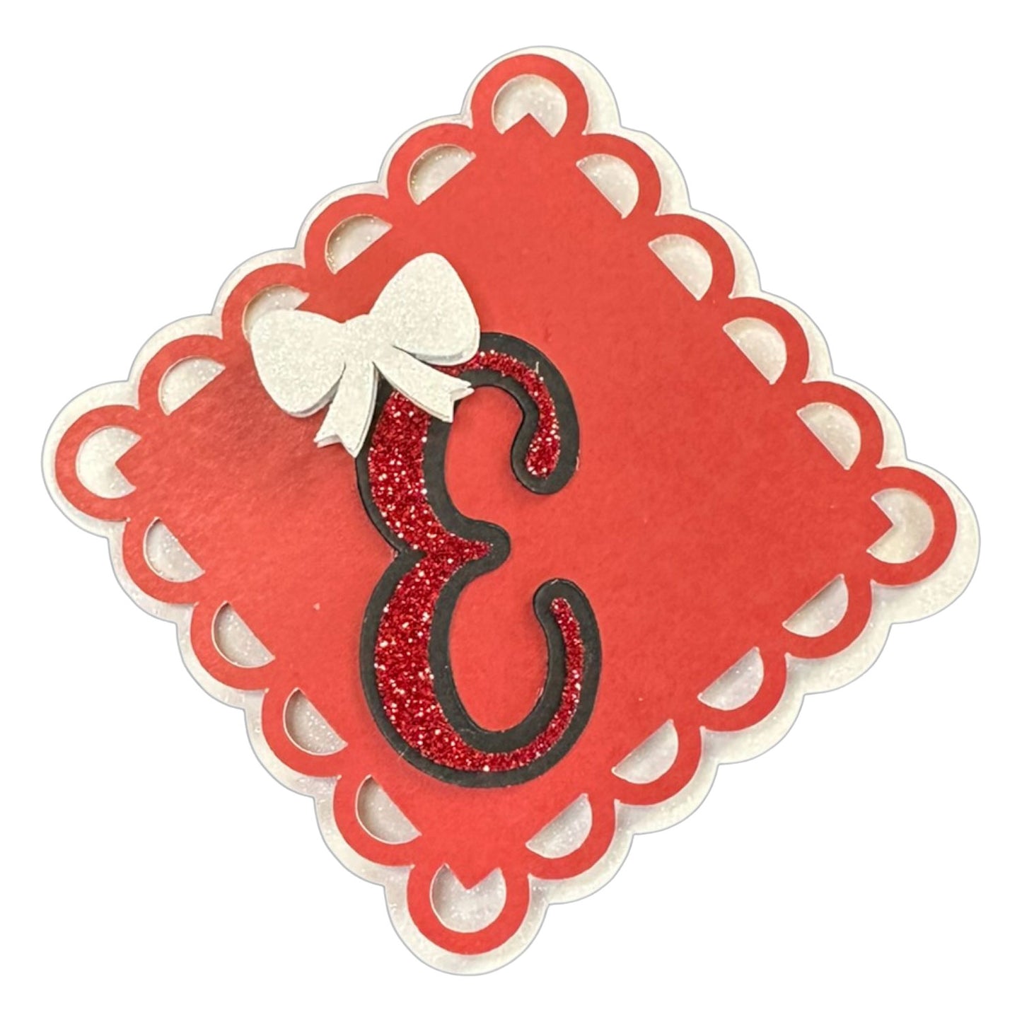 Red, White & Black Glitter Cardstock Letter Cutouts (A-Z) | With Bow