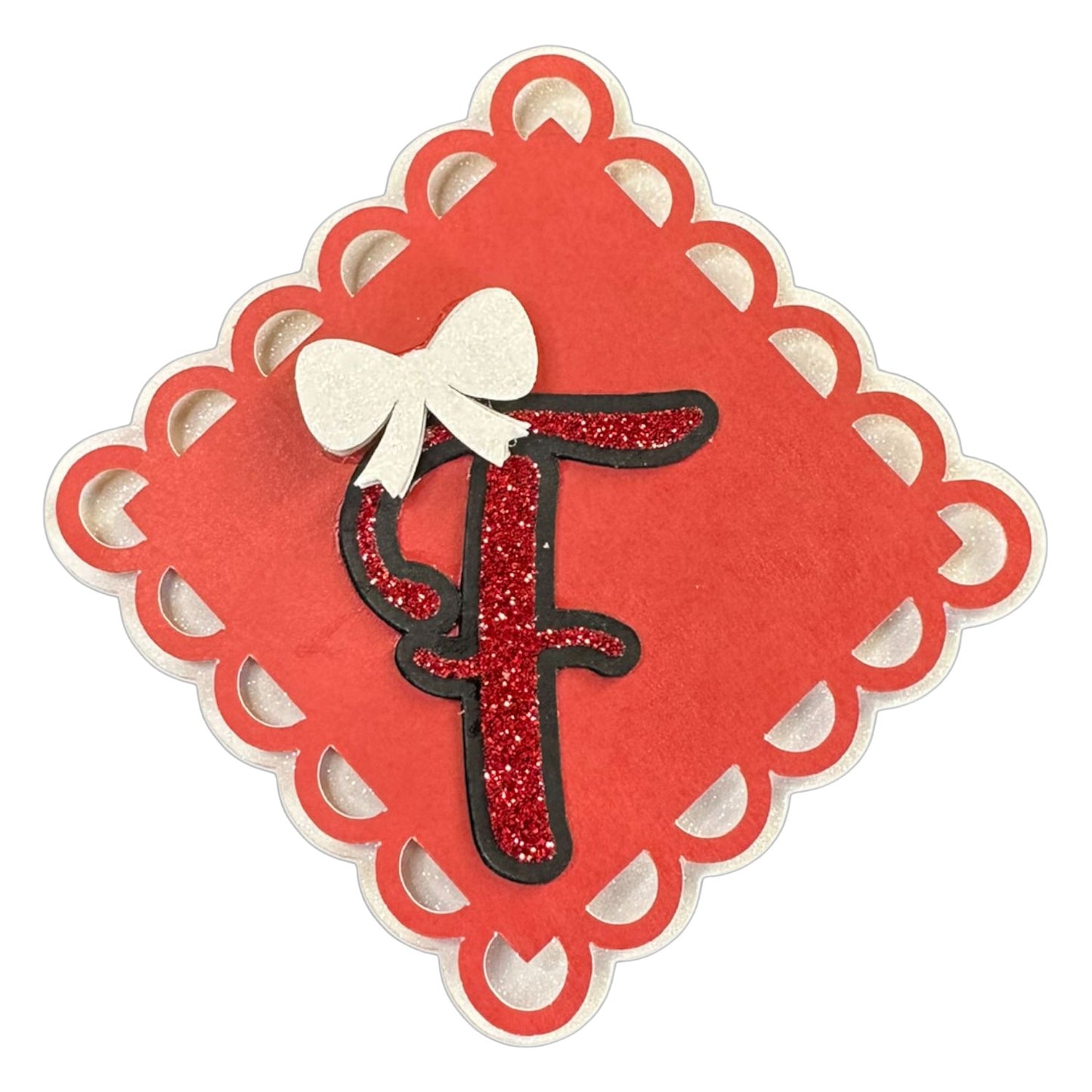 Red, White & Black Glitter Cardstock Letter Cutouts (A-Z) | With Bow