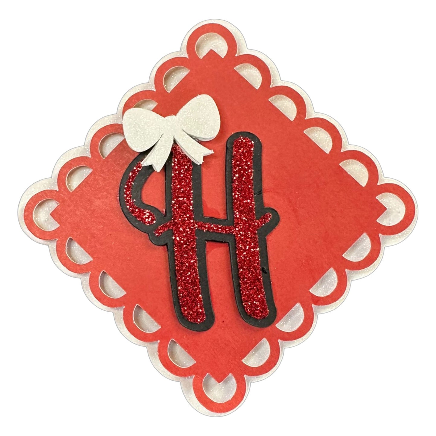 Red, White & Black Glitter Cardstock Letter Cutouts (A-Z) | With Bow