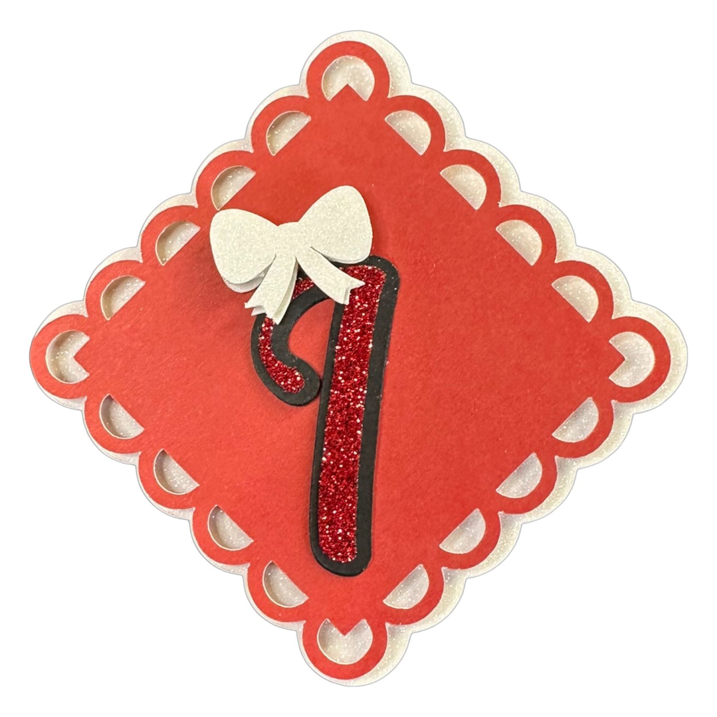 Red, White & Black Glitter Cardstock Letter Cutouts (A-Z) | With Bow