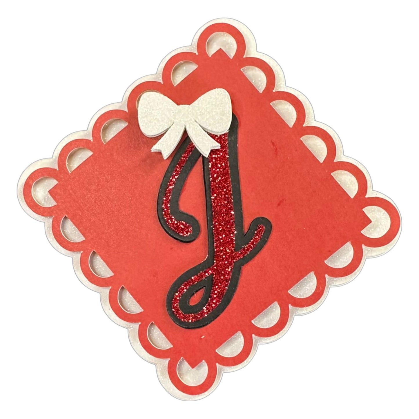 Red, White & Black Glitter Cardstock Letter Cutouts (A-Z) | With Bow