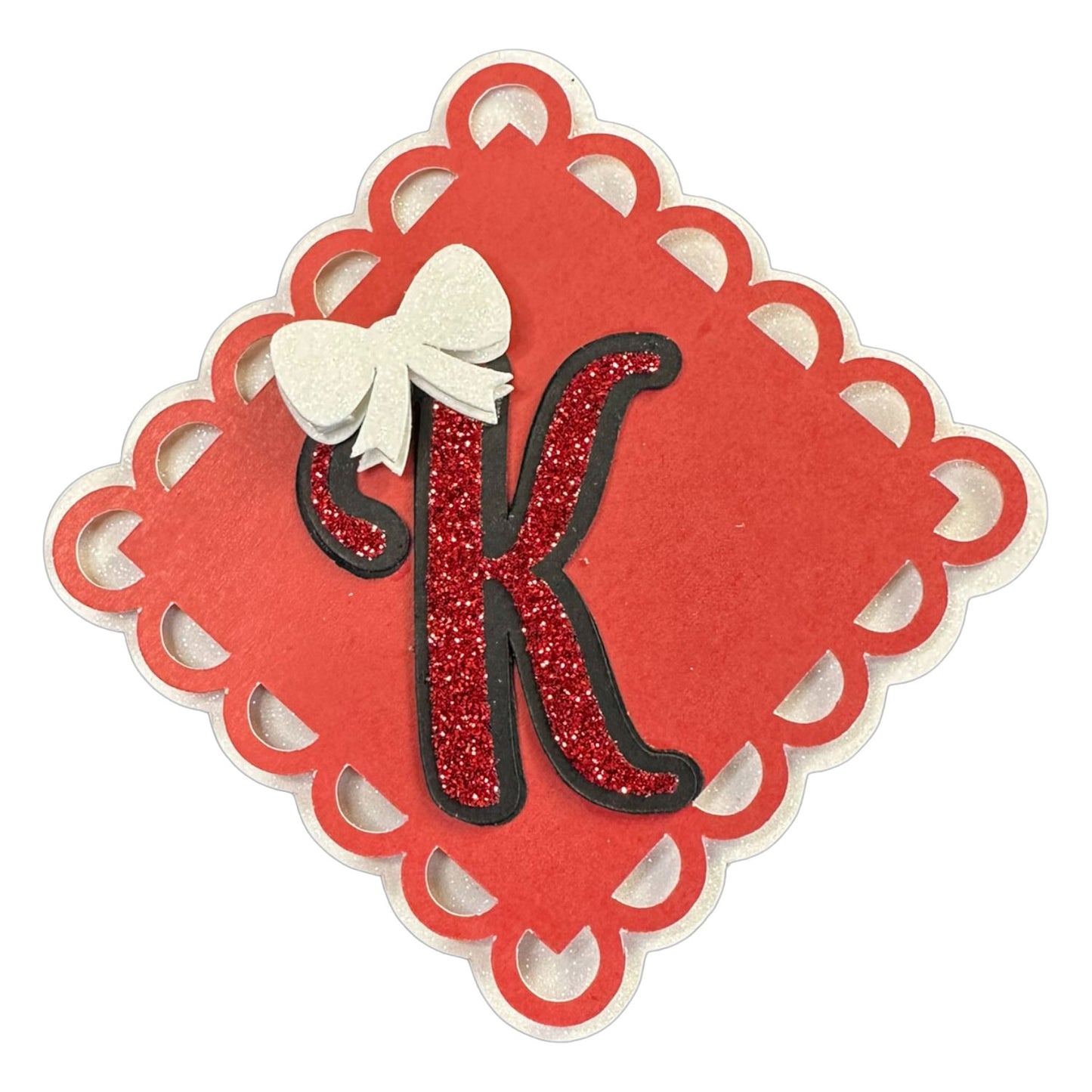 Red, White & Black Glitter Cardstock Letter Cutouts (A-Z) | With Bow