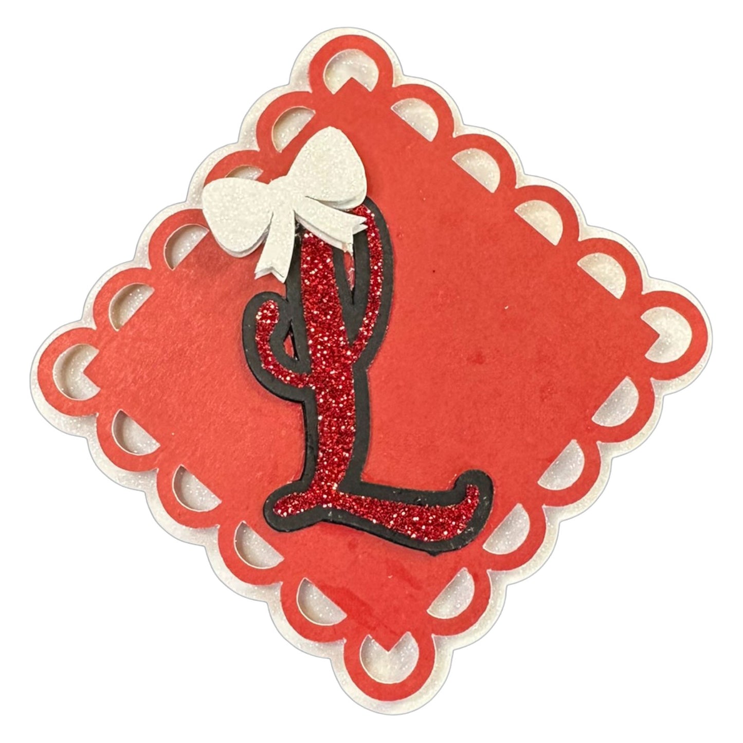 Red, White & Black Glitter Cardstock Letter Cutouts (A-Z) | With Bow