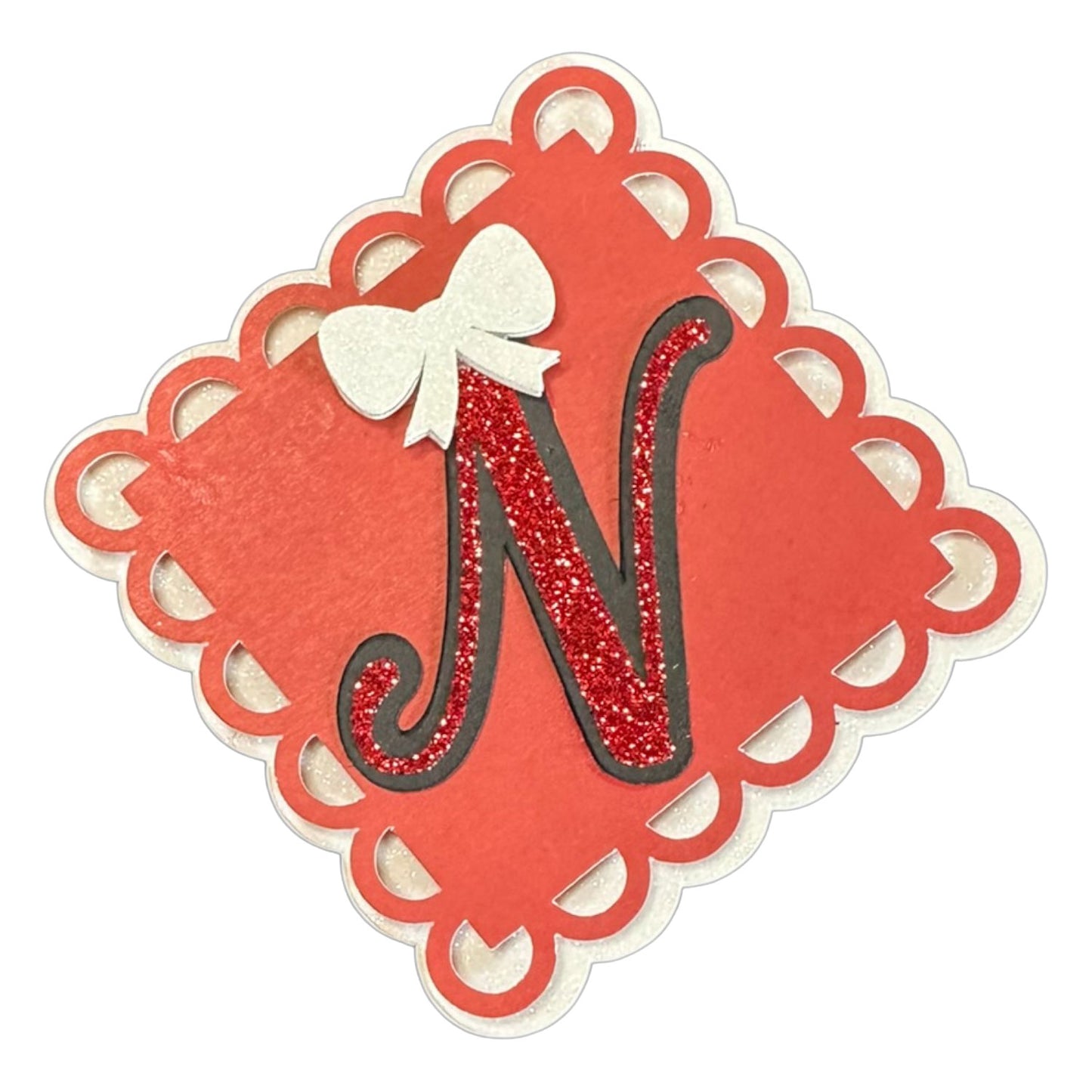 Red, White & Black Glitter Cardstock Letter Cutouts (A-Z) | With Bow