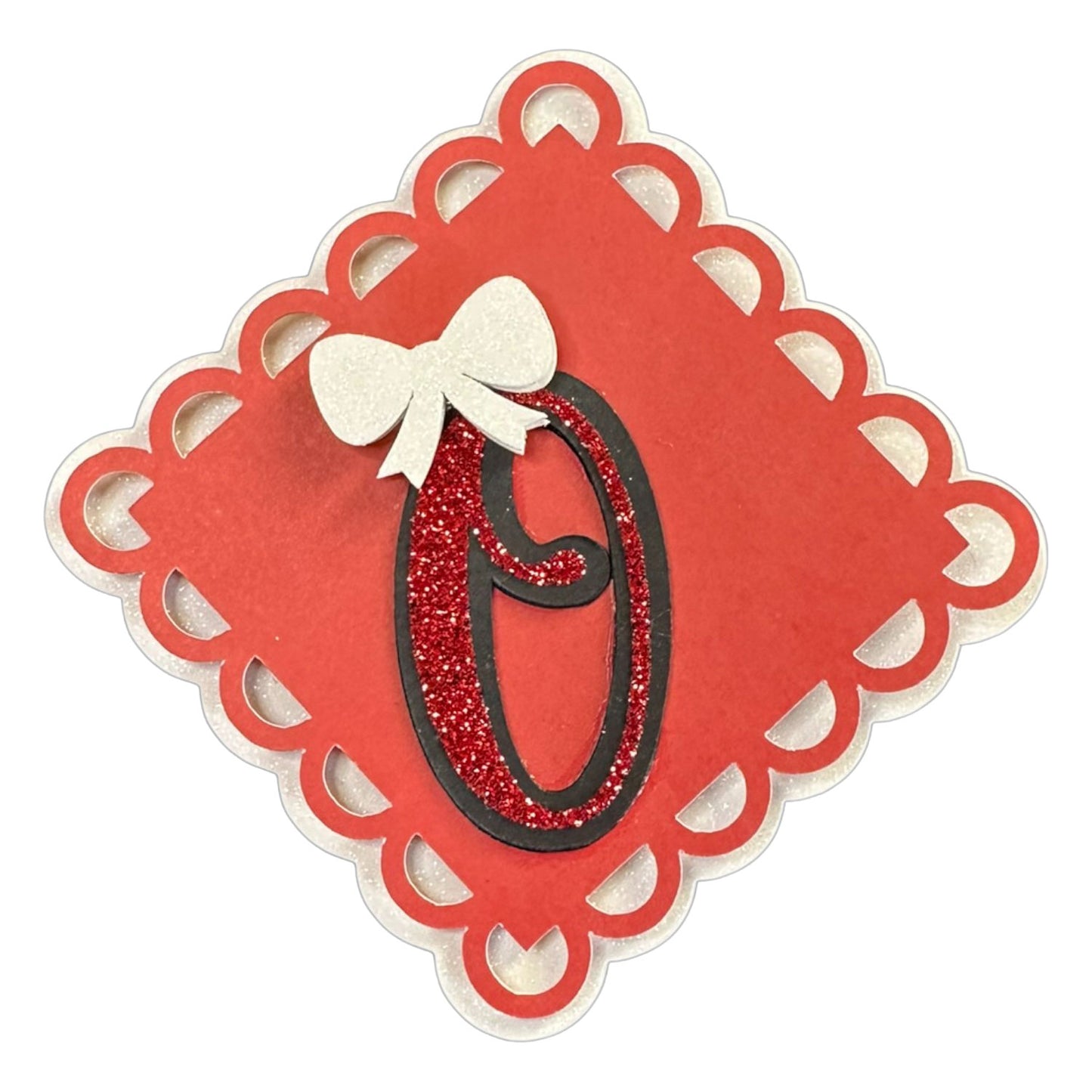 Red, White & Black Glitter Cardstock Letter Cutouts (A-Z) | With Bow