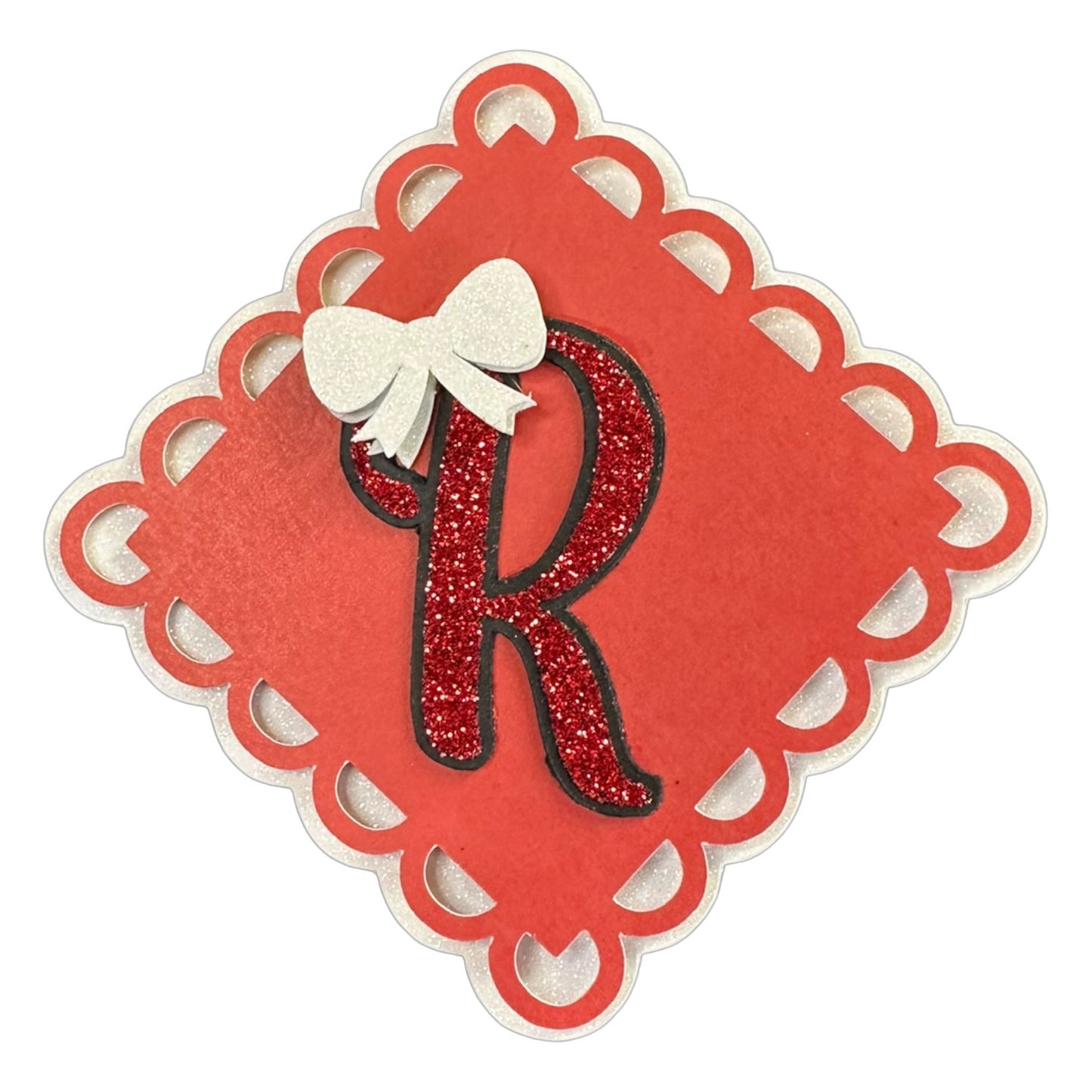 Red, White & Black Glitter Cardstock Letter Cutouts (A-Z) | With Bow