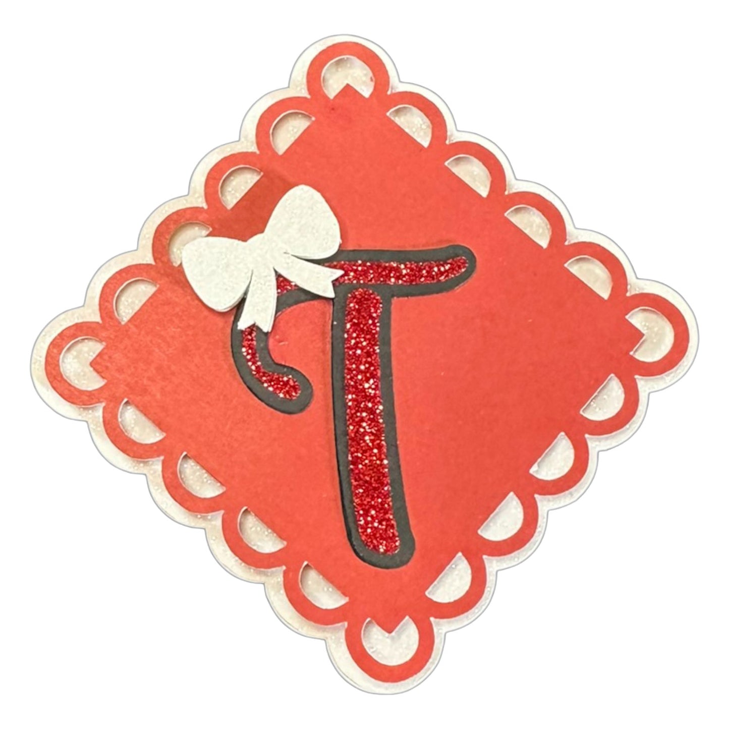 Red, White & Black Glitter Cardstock Letter Cutouts (A-Z) | With Bow