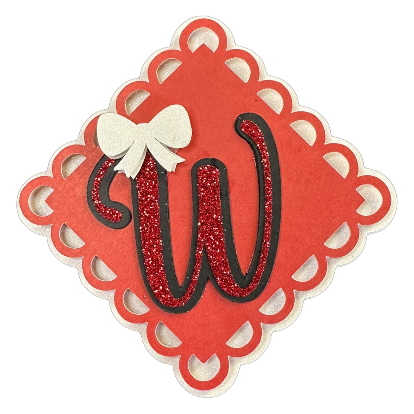 Red, White & Black Glitter Cardstock Letter Cutouts (A-Z) | With Bow
