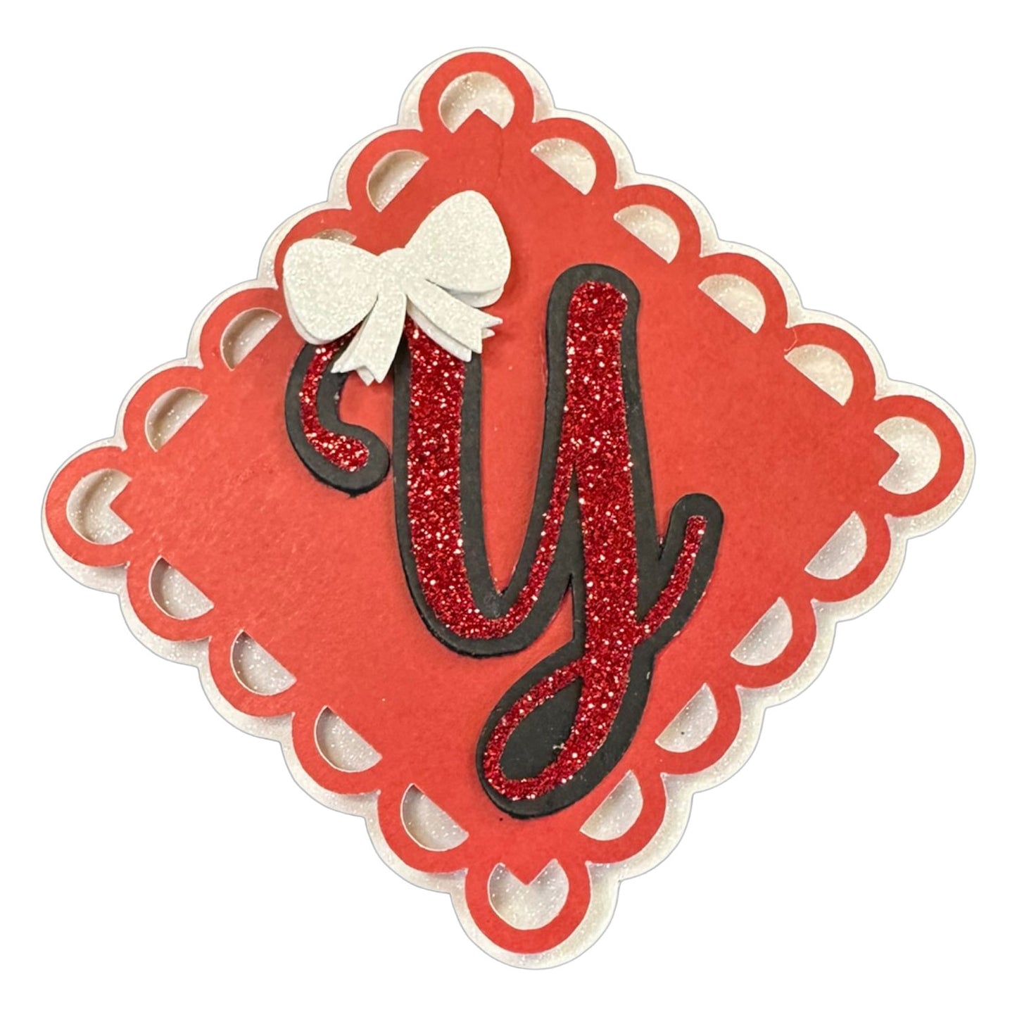 Red, White & Black Glitter Cardstock Letter Cutouts (A-Z) | With Bow