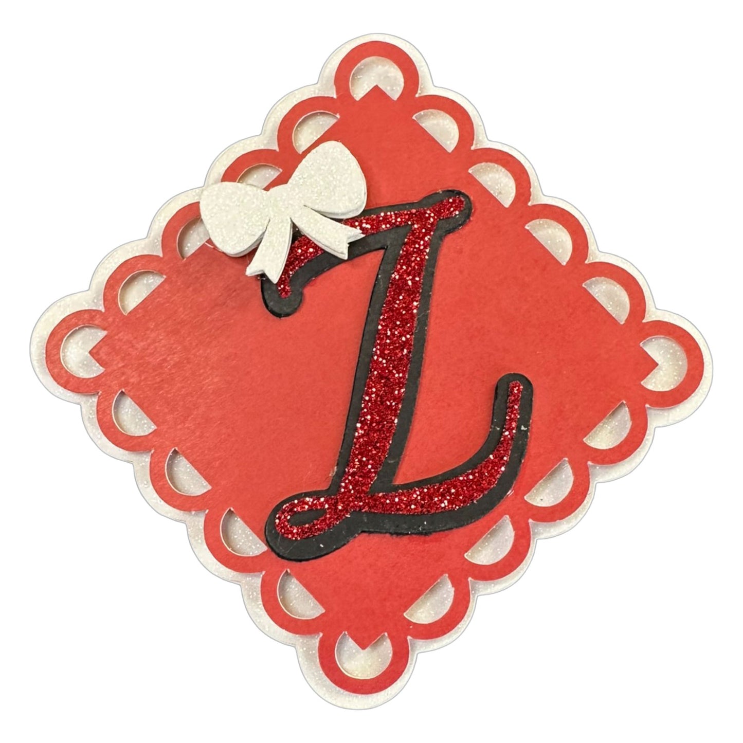Red, White & Black Glitter Cardstock Letter Cutouts (A-Z) | With Bow