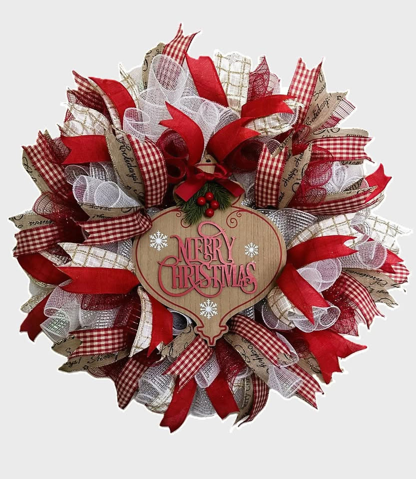 Handcrafted "Merry Christmas" Wreath