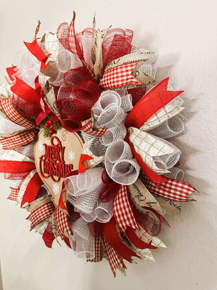 Handcrafted "Merry Christmas" Wreath