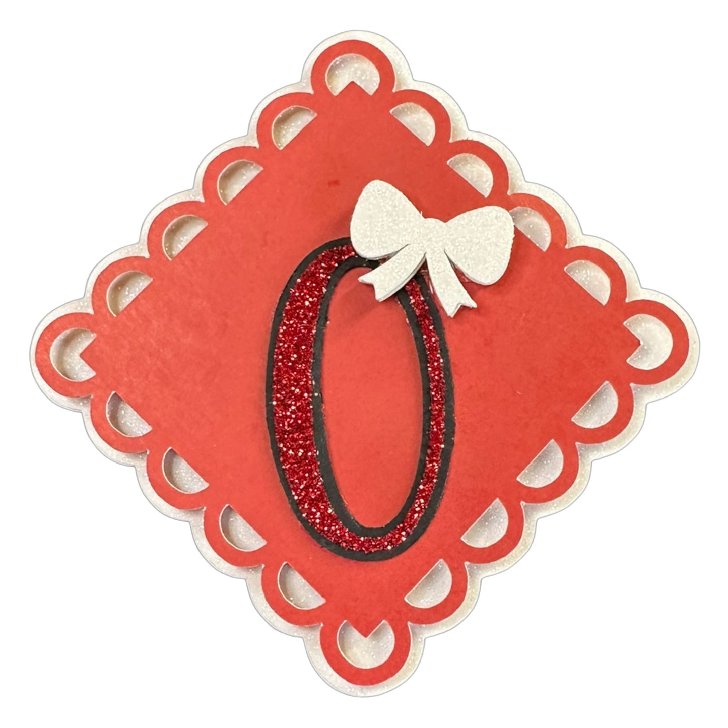 Red, White & Black Glitter Cardstock Number Cutouts (0-9) | With Bow