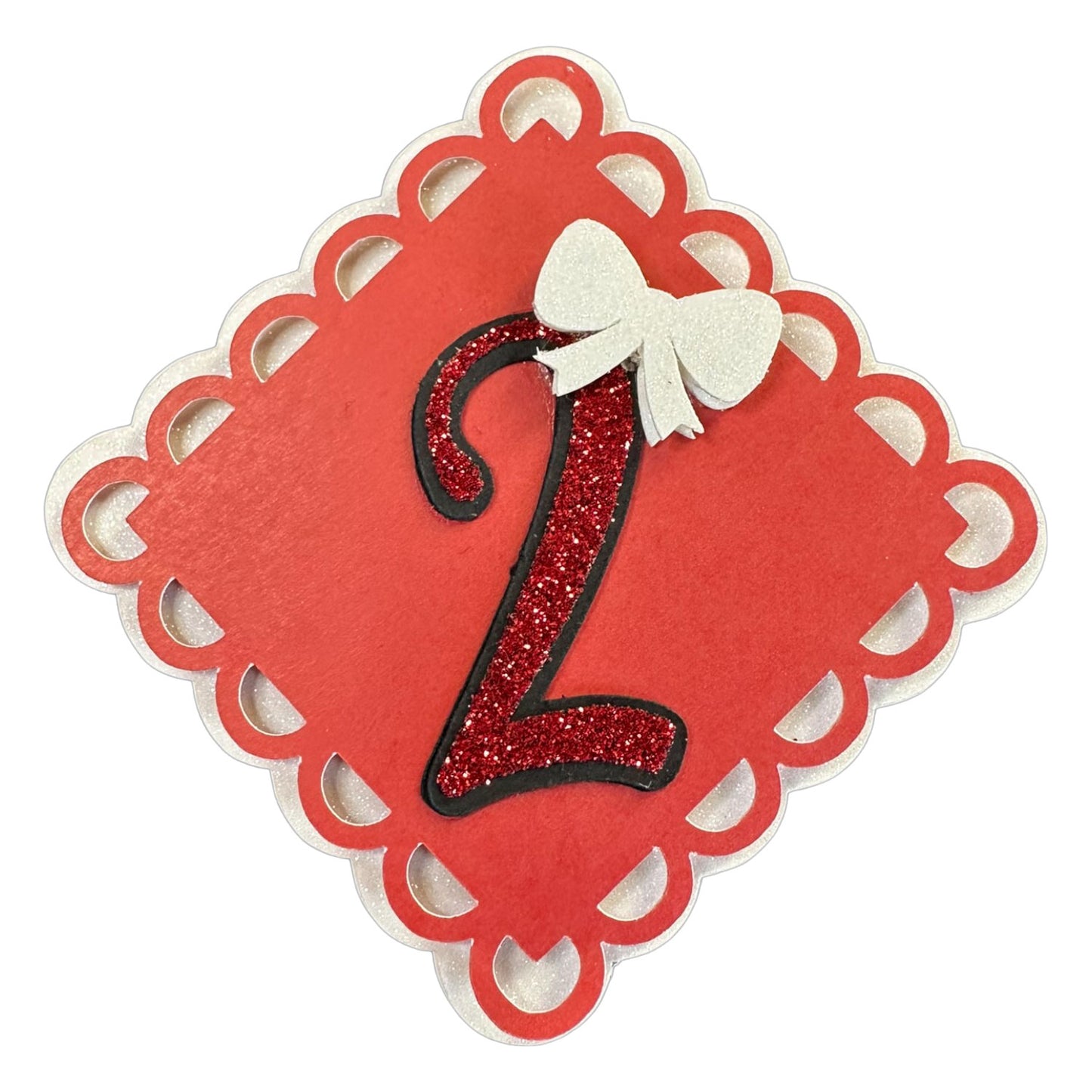 Red, White & Black Glitter Cardstock Number Cutouts (0-9) | With Bow