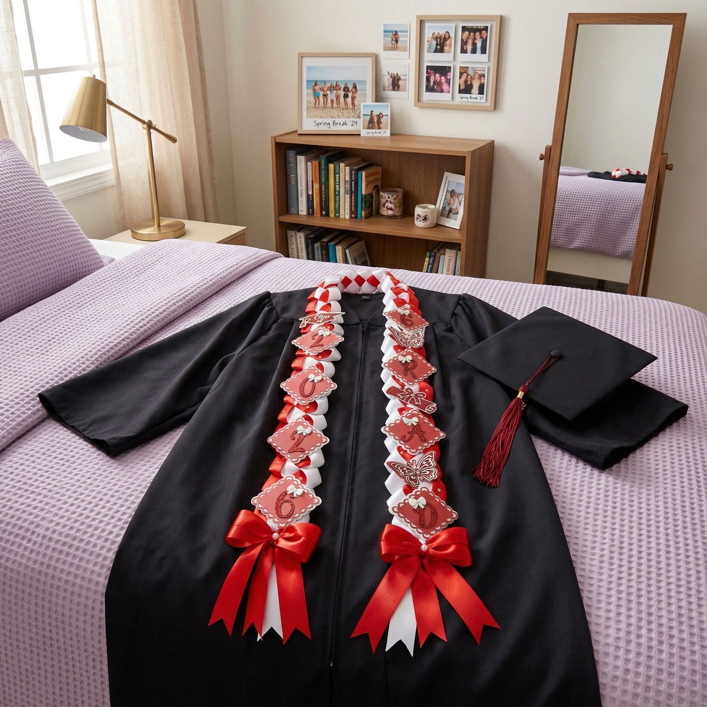 Red & White Premium Graduation Lei - Class of 2026